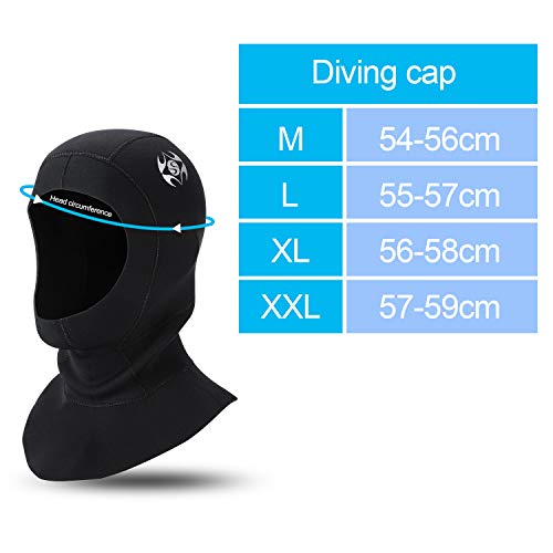 image for Oumers Neoprene Scuba Diving Hood 3MM Wetsuit Diving Cap, with Flow Ve