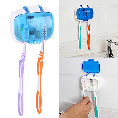 INLAR Wall Mounted Toothbrush Holder with Sanitizer UV Light,Baterial Cleaner,Toothbrush Holder Baterry-Operated for Family, Kids, Electric Toothbrush(Blue)