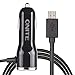 Onite 3.4A Dual USB Car Charger with Coiled Cable (Micro USB Connector), for Samsung Galaxy S7 S6 S5 S4 Active S3, Note 5 4 3 2, LG G4 G3 G2, Motorola G, E, X, Droid Maxx, Turbo, HTC One M8 M9, Black