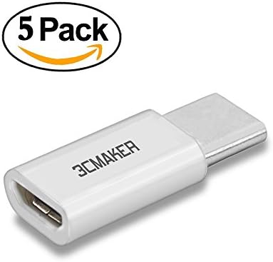 (3CMaker) USB-C to Micro USB Adapter Type C Male to USB micro B Female Supported Type-C Devices -White(5pack)