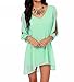 Uget Women's Plus Size Loose V-neck Chiffon Tunic Tops Mini Dress