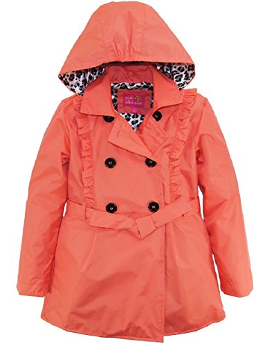 Pink Platinum Big Girls Ruffled Trench With Satin Lining Coral