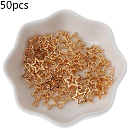 yaonow 50Pcs Star Metal Charm Pendant Open Bezel Setting Frame Resin Blank for Jewelry