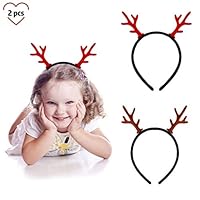 Daneyc 2 PCS Christmas Headbands with Antlers Bowknot - Holiday Party Gift Supplies Christmas Ornaments Accessories (Set 2)
