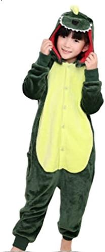 ANGELIENO Unisex Dinosaur Kids Pajamas Animal Costume Sleeping Wear 5 size (M, Green Dinosaur)