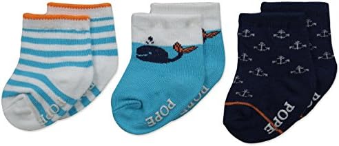 Rosie Pope Accessories Boys' 3pk Crew Ahoy, Blue, 6-12 Months