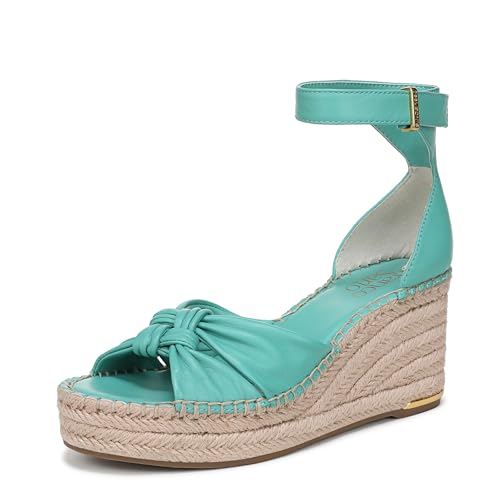 Franco Sarto Womens Clementine Espadrille Wedge Sandal Aquamarine Blue Leather 7 W