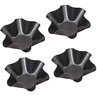 Non-Stick Fluted Tortilla Shell Maker Extra Thick Steel Taco Salad Bowl Pans, Non-Stick Carbon Steel, Set of 4 Tostada…