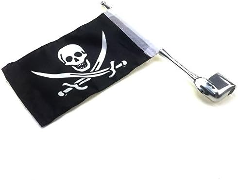 CK CATTLE KING Motocycle CNC Aluminum Rear Side Mount Luggage Rack Antenna Vertical Flag Pole for Honda Goldwing GL1800 GL1500 2001-2012 (Pirate)
