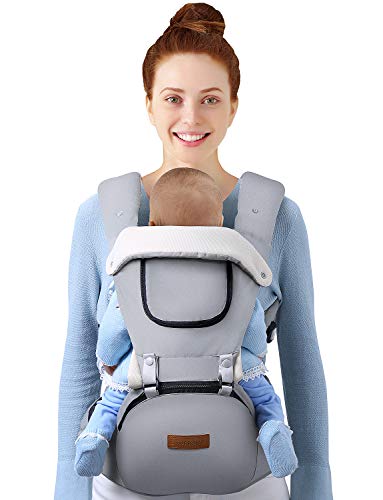 OMORC Baby Carrier, 9-in-1 Convertible Infant carrier, Support 45 lbs,Baby Holder Hip Seat Carrier Waist Stool, Pure Cotton & Breathable Mesh & Adjustable Front Back Soft Child Carrier