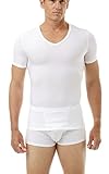 Underworks Mens Microfiber Compression V-Neck T-shirt, Xlarge, White