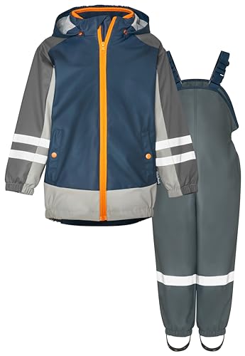 Playshoes Regenanzug Tuta Antipioggia, 3 in 1 Grigio Marino, 86 (Pacco da 2) Unisex-Bambini e Ragazzi
