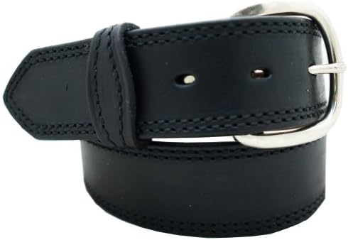 Men's Harness Leather Work Belt, 1 1/2" double stitched. Black, Size 48