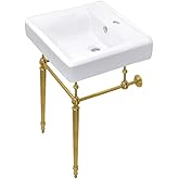 Kingston Brass KVPB2018W17 Edwardian 20-Inch Console Sink with Brass Legs, White/Brushed Brass