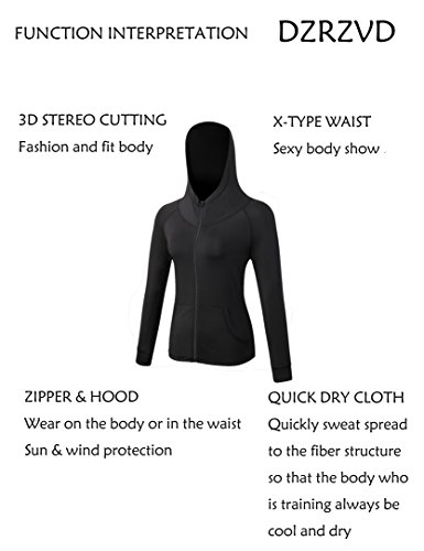 DZRZVD Womens Active Running Yoga Workout Sports Long Sleeve Full-Zip Jacket - Thumbnail 3