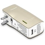 Pisen 2-in-1 Portable Charger and Wall Charger 5000mAh Power Bank Battery Pack with Foldable AC Plug for iPhone, iPad, Android, Tablets, Samsung Galaxy and More (Gold)