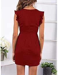 Jeanewpole1 - Vestido de cóctel para mujer con cuello en V y volantes