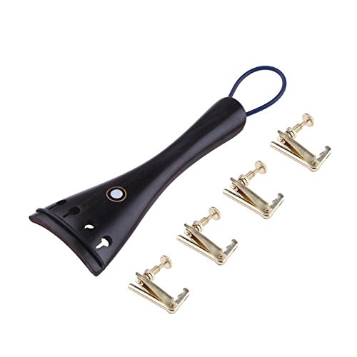 NEW 4/4-3/4 Black Big Adult Ebony Violin Tailpiece with Copper Fine-Tuning For Professional Violin Use Parts & Accessories - Thumbnail 6