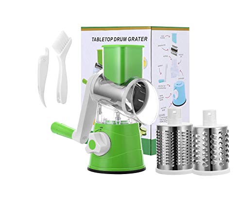 Manual Rotary Cheese Grater, Round Mandoline Slicer with Strong Suction Base, Vegetable Slicer Nuts Grinder Cheese Shredder - Thumbnail 7