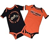 Harley-Davidson Baby Boys 'GRANDMA Rides' 2-Pack Orange Bodysuit