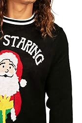 Tipsy Elves Men's Black Stop Staring Ugly Christmas