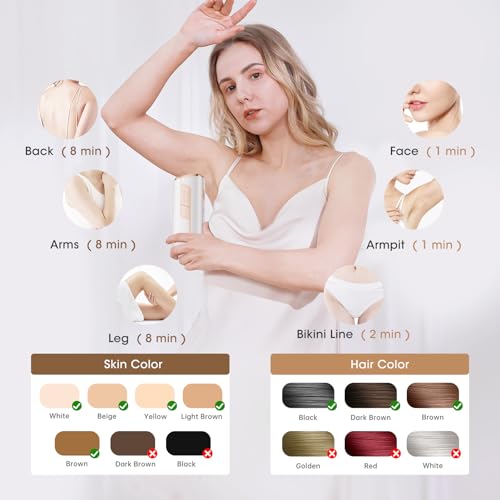 Laser Hair Removal Device with Ice Cooling, 9 Energy Levels IPL Hair Removal, 999,900 Flash Lazer Hair Removal for Women and Men Painless Bikini Line Leg Armpit Full Body Use, White