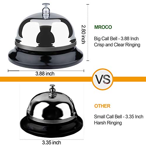 Big Call Bells 3.88 Inch Diameter, Desk Bell with Metal Anti-Rust Construction, Service Bell for Desk, Hotels, Schools, Restaurants, Classroom Bell for Teachers, Sliver