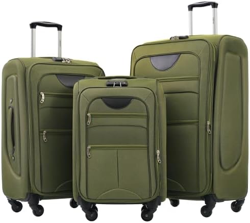 Amazon.com: Merax 3 Piece Softside Luggage Set, Upright Spinner