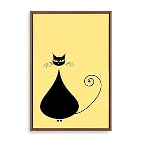 Framed Canvas Wall Art for Living Room, Bedroom Cat Illustration IV Canvas Prints for Home Decoration Ready to Hang - 16x24 inches