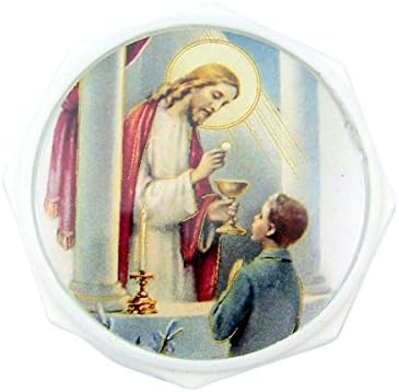 Religious Art First Communion Acrylic Prayer Bead Rosary with Silver Toned Crucifix in Gift Box, 18 Inch