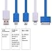 Chafon Compact 6 in 1 Multiple USB Fast Charging Cables Adapter Connector with 8 Pin Lighting/30 Pin/2 Micro USB/Mini USB for Smartphone,Tablet Compatible with Most External Power Bank (Blue+white)