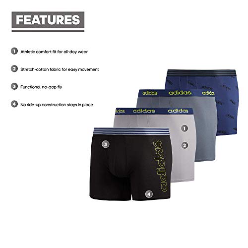 adidas Men's Core Stretch Cotton Boxer Brief Underwear (4-Pack