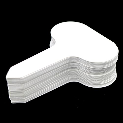 KINGLAKE 100 Pcs White Plastic Plant Labels Waterproof T-Type Plant Tag Nursery Flower Garden Labels