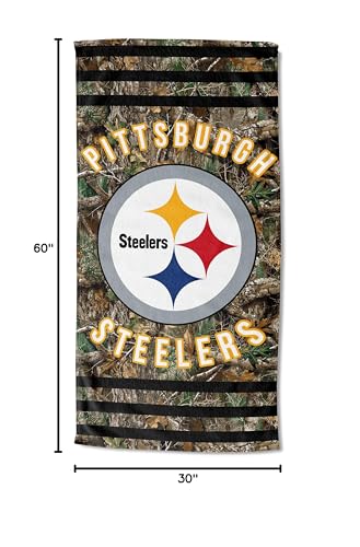 Northwest NFL Pittsburgh Steelers Unisex-Adult Beach Towel, 30 x 60, Realtree Camo Stripes