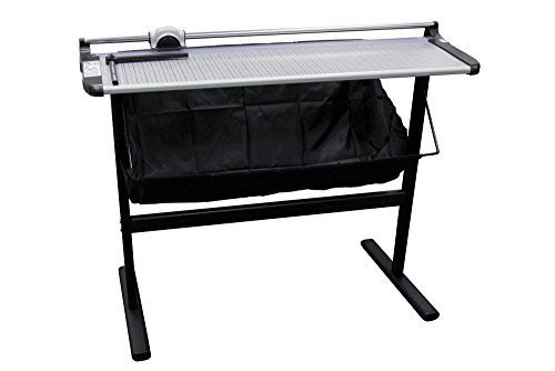 United RT37S Rotary Trimmer with Metal Stand, 10 Sheet Capacity with Carbon Steel Blade, Safety Cutting Head Hand Guard and Solid Steel Construction, 37" L, Grey