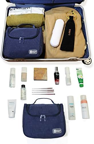 Hanging Toiletry Bag Travel Cosmetic Kit Makeup Bathroom Organizer for Women and Men (Dark Blue) 5 Hanging Toiletry Bag Travel Cosmetic Kit Makeup Bathroom Organizer for Women and Men (Dark Blue)