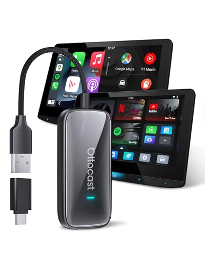 OTTOCAST Play2Video Ultra, Wireless CarPlay Adapter & Android Auto AI Box with Prime Video Youtube WiFi 6 5G Bluetooth 5.4 CarPlay Youtube Adapter for Most Cars 2016+