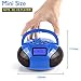 Mini Stereo Speaker, Portable Radio Alarm Clock MP3 System with Powerful Bluetooth Speaker- FM Alarm Clock Radio with Card Reader, USB and AUX in (Micro USB) Speakers Blue (SE20)