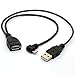 90 Degree Angled Micro USB Male to USB Female Host OTG Cable with USB Power Enhancer Hub Adapter Y
