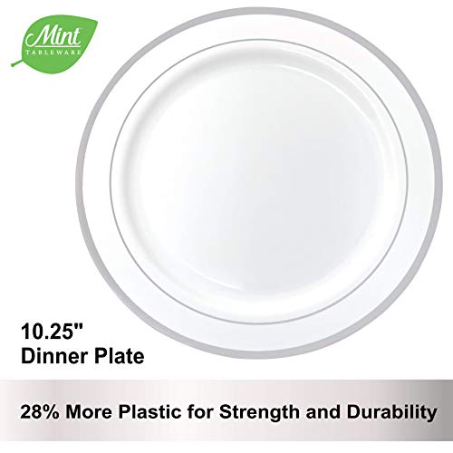 image for Mint Tableware 50 Plastic Disposable Party Dinner Plates White with Si