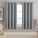 H.VERSAILTEX Blackout Grey Curtains 63 Inch Length Grey Thermal Insulated Curtains for Bedroom, Grommet Top Thermal Insulated Short Curtains Drapes for Winter (1 Panel, Dove Gray)
