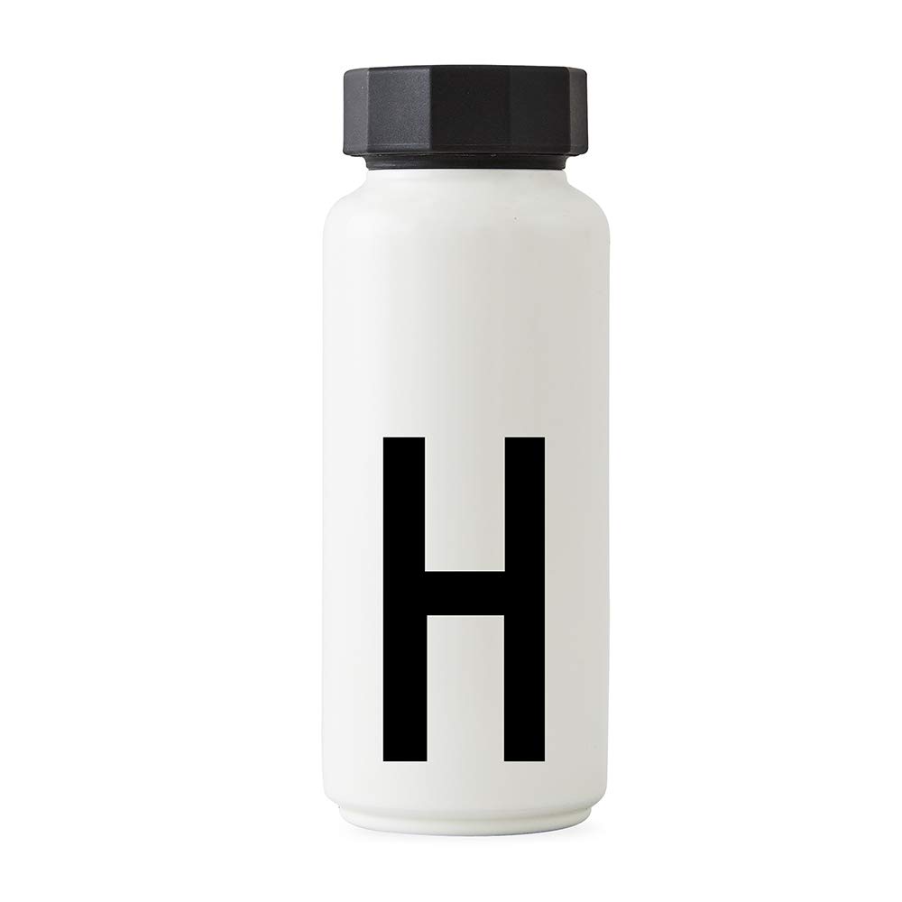 Design Letters Personal Thermo/Insulated Bottle (White) - H - BPA-Free Double Walled Vacuum Stainless Steel Keeps Cold for up to 24 Hrs/Hot up to 12 Hrs, 500 ml