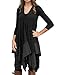 AMZ PLUS Womens Plus Size Irregular Hem Long Sleeve Loose Shirt Dress Top Blacklong 3XL