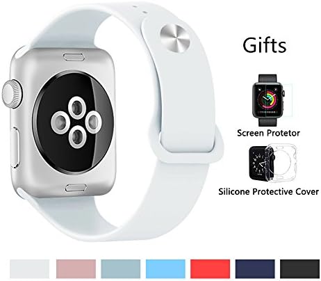 Kortusa Apple Watch Band 42mm Silicone Soft Sport Replacement iwatch Band for iWatch Series 1 Series 2 Series 3 Nike+ Sport and Edition White