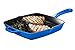 Bruntmor Pre-Seasoned 10 Inch Blue Square Cast Iron Pan | Indoor Grill | Cast iron Skillet Flat Top Grill with Easy Grease Draining for Grilling Bacon, Steak, and Meats, Stove, Fire and Microwave Safe