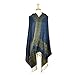 Paskmlna Border Pattern Double Layered Reversible Woven Pashmina Shawl Scarf Wrap Stole (#10dark blue)