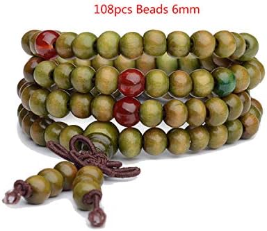 EYDLK 108 Beads 6mm Natural Sandalwood Buddhist Buddha Wood Prayer Bead Mala Unisex Men Bracelets Bangles Jewelry