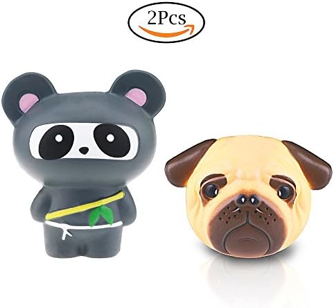 Kyson 2PCS Jumbo Squishy Slow Rising Toy Kawaii Emoji Toy for Kids,Adults,Relieving Stress and Anxiety,Cabinet Decor (Panda+Dog)