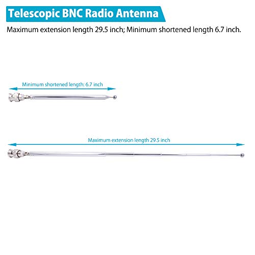 Fancasee BNC Radio Antenna with BNC Male Plug Jack Connector Adapter Telescopic Stainless Steel HF VHF UHF Antenna for Portable Handheld Radio Scanner FM Transmitter Wireless Microphone Receiver