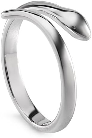JEWME 925 Sterling Silver Jewelry Snake Tail Ring Adjustable Finger Opening Wrap Serpent 6.5-9